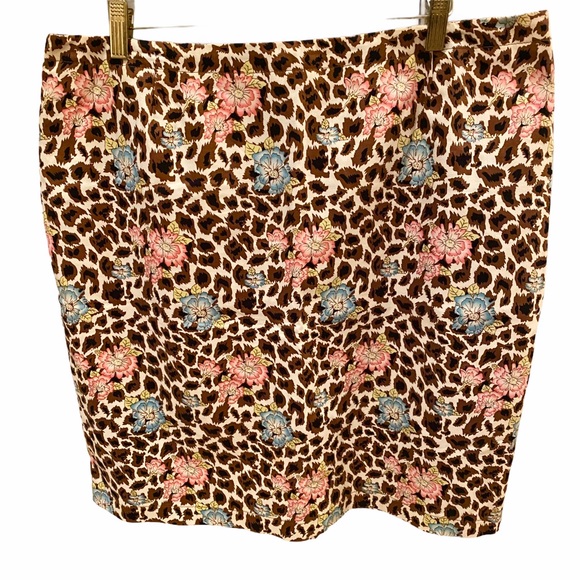 DONATED Nicole Miller Floral Animal Print Cheetah Skirt - Picture 1 of 4
